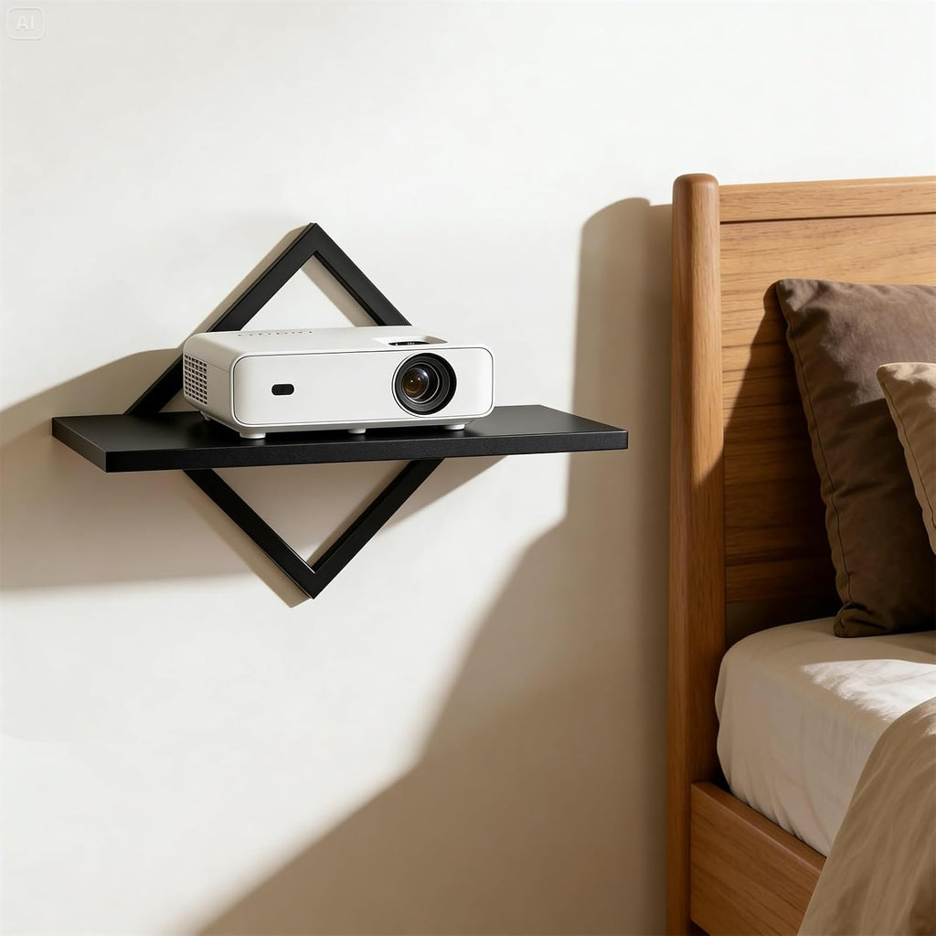 DAWASAPAT Projector Shelf for Wall Mount, 14.97" x 7.87" Floating Shelf & Rack Holder for Router, Modem, Cable Box, Compatible with Gaming Consoles - Image 2