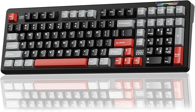 LINGBAO K98 Wireless Mechanical Gaming Keyboard, Tri-Mode Gasket Hot Swap | Linear Switches Creamy Keyboard with Number Pad,96% Layout RGB Backlit Mechanical Keyboard for PC Laptop, Custom Software by CORBOBO