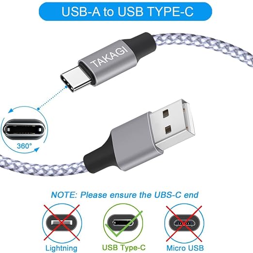 USB C Cable Fast Charging Nylon Braided 3Pack 6ft USB A to Type C Cord | USB C Charger Data Sync Transfer for iPhone 17 Pro Max/17 Air/16 Pro Max/16 Plus/15 Pro/iPad Pro Air Mini Galaxy S20 (White) - Image 2