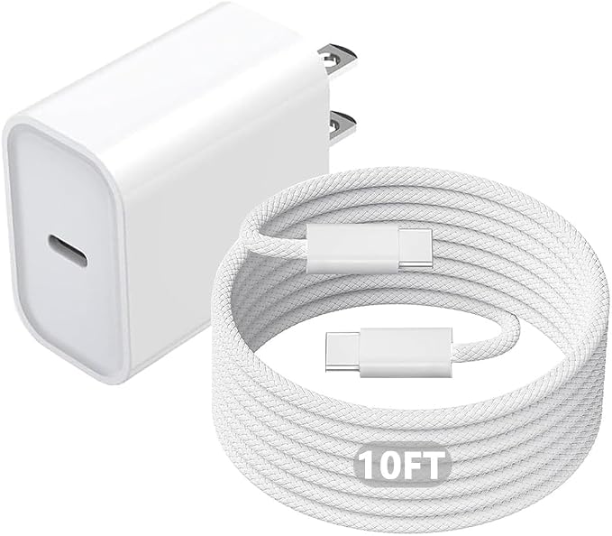 iPhone 17 16 Charger,USB C Wall Charger Block Chargers Fast Charging with 10FT USBC to C Woven Cable for iPhone 17e/17/17 Pro/17 Pro Max/17 Air/iPhone 16/16 Plus/16 Pro Max/16e/15/15Pro,iPad Pro by Unknown