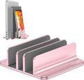 OMOTON 3-Slot Multiple Vertical Laptop Stand, Fits MacBook, Rosegold | Adjustable Width 0-1.38", Aluminum Office Space-Saving for Desk, Fits MacBook/Book/iPad Up to 17.3in by OMOTON