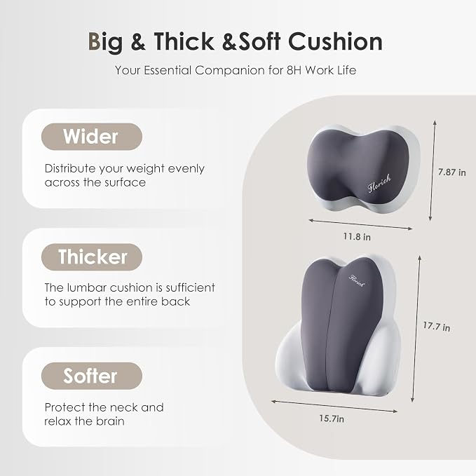 Lumbar Support with Car headrest Back Pillow for Chairs Headrest Pillow for Car Ergonomic Ultrathick Memory Foam Back Pillow for Office Chair (Beige Grey) - Image 8