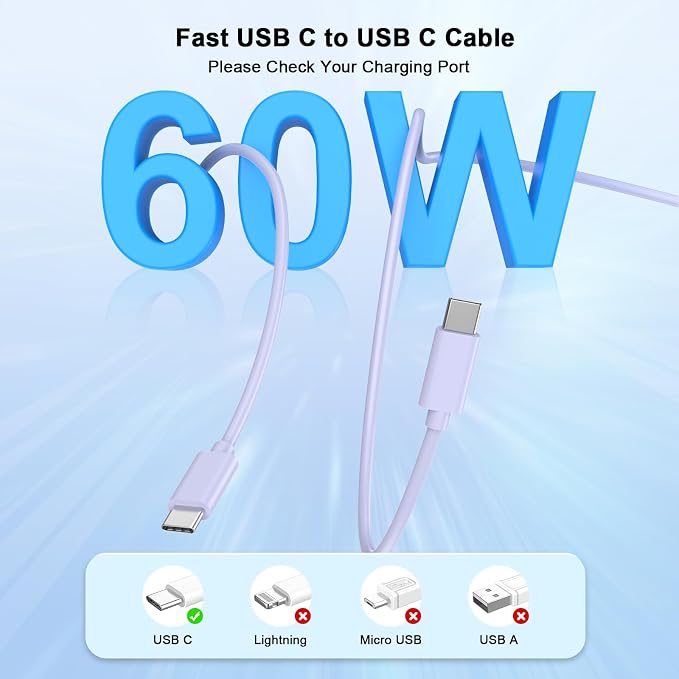 iPhone 17 16 15 Charger Fast Charging 10FT, 20W USB C Charger Block & Cable | 2Pack [Apple MFi Certified] 20W Type C Charger & 10FT Long Type C Charging Cord for iPhone 17/17 Pro/17 Pro Max/16 15 Pro Max - Image 4