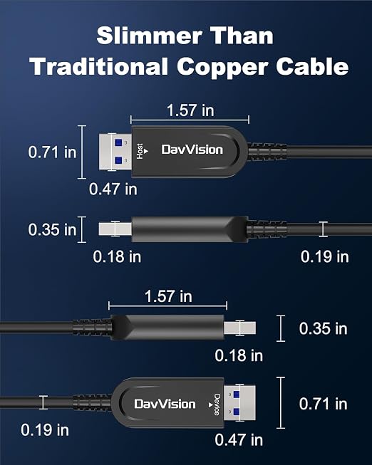 USB A to USB A Cable 33 FT, Fiber Optic USB Cable Male to Male 10Gbps(No Power), Long-Distance USB Host-Device Connection for KVM Extension,Embedded Control Systems,Remote Device Management - Image 6