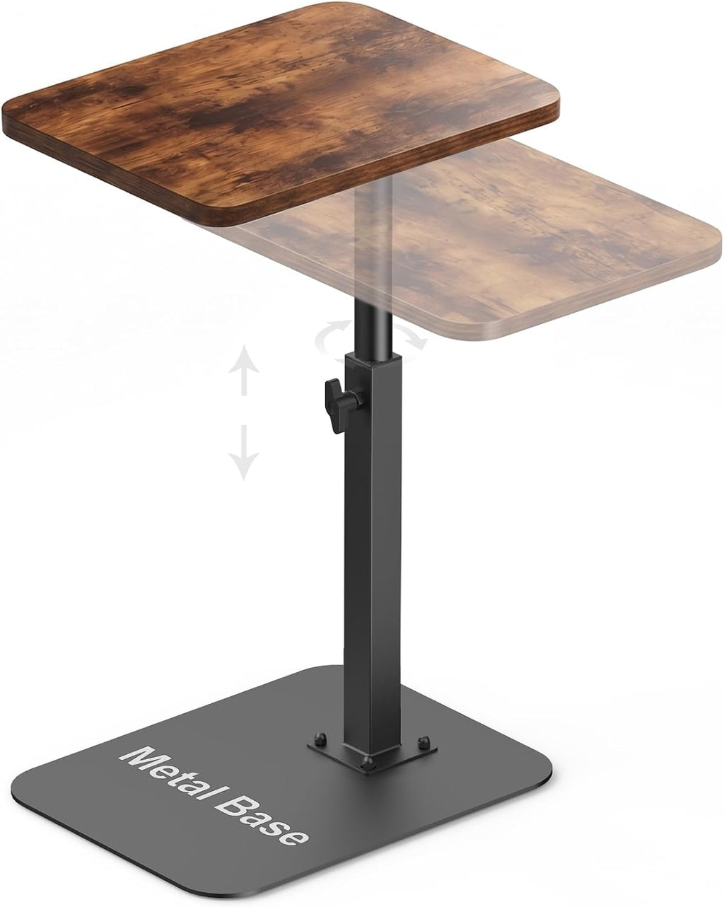 TV Tray Table Adjustable Height Swivel Couch Table with Heavy Metal Base by HzTinT