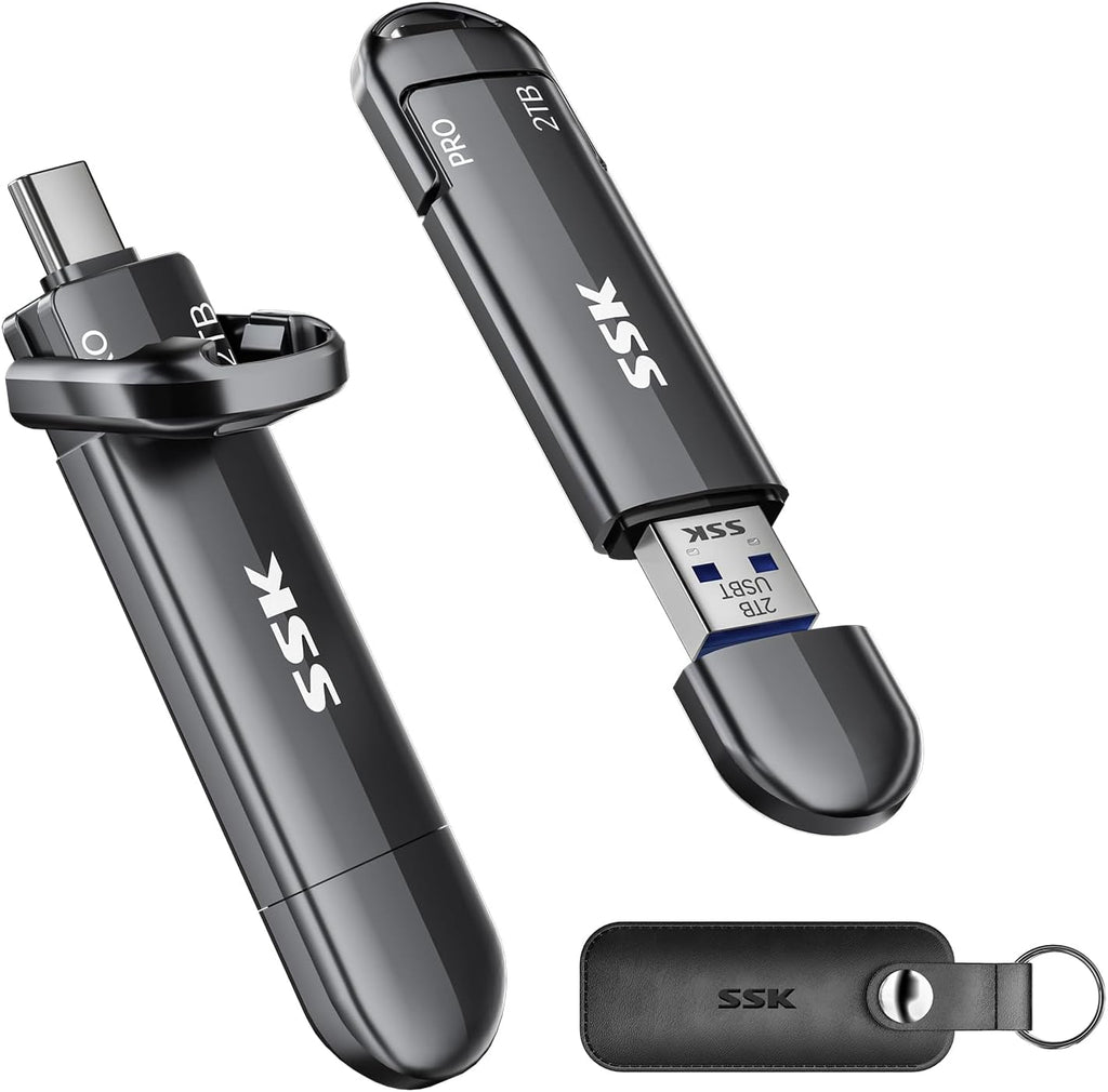 SSK 2TB USB Flash Drive SSD External Thumb Drive Dual USBC+A Up to 1000MB/s by SSK