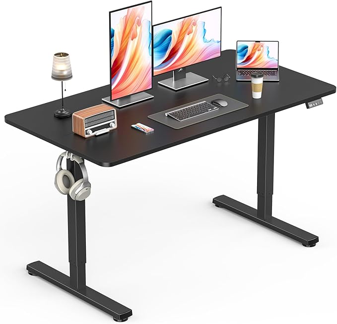 Electric Standing Desk, Gaming Desk, 48 x 24 Inch, Black | Height Adjustable Computer Desk with Smart Controller, Sit and Stand Up Table for Home, Office, Work, Study, Writing by Zontera