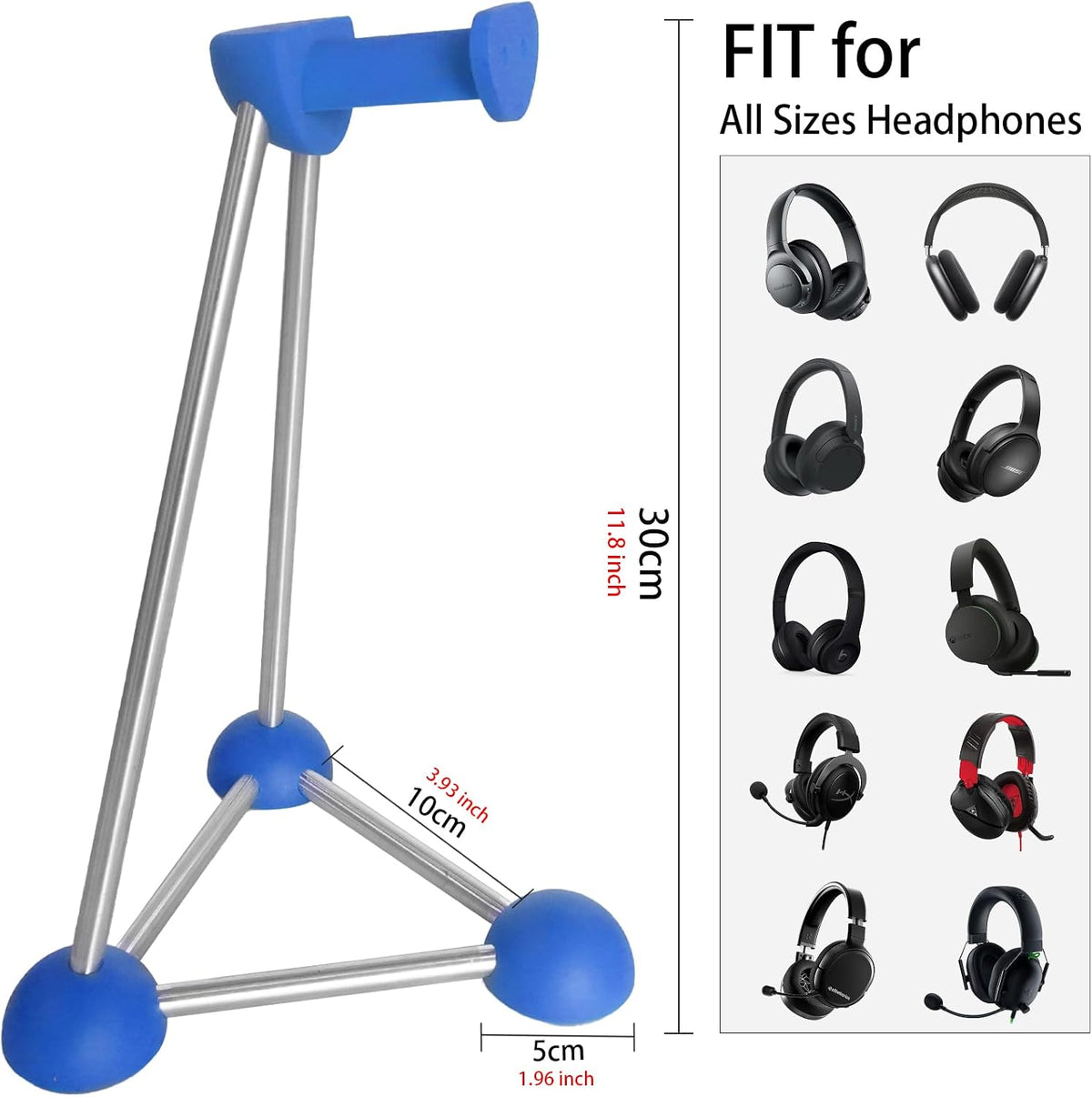 Headphone Stand, Desktop Headset Holder, Desk Earphone Stand, Gaming Headsets, for SteelSeries/Logitech/HyperX/Sony/Beats/Sennheiser/Anker/Xbox, and All Headphones.(Blue) - Image 3