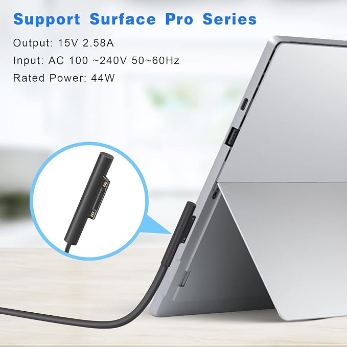 TREE.NB Laptop Surface Pro Charger 15V 2.58A 44W Power Supply for Microsoft Surface Book Surface Pro 8/7/6/5/4/3 Laptop 1/2/3 Surface Go 1/2 & Surface Book (Not Compatible Surface 3) - Image 4