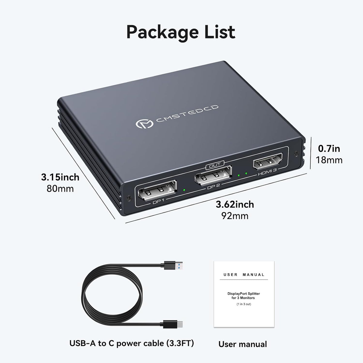 Displayport Splitter 3 Monitors Dual DP with HDMI Adapter 4K60Hz Extended Display 1 in 3 Out Displayport MST Hub for Multiple Monitors Compatible for PC, Graphics Card, Lenovo, HP and More - Image 7