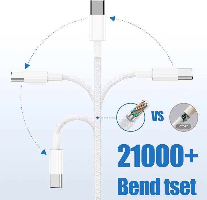 USB C to C Charging Cable 6ft, 60W Fast Type C to C Charger Cord Long for Apple iPhone 17 Pro Max/17 Air/16 Pro Max/15 Plus, MacBook Pro 2021/2020/2019,iPad 12.9/11 inch/Mini/Air 5/4,Samsung Galaxy - Image 4