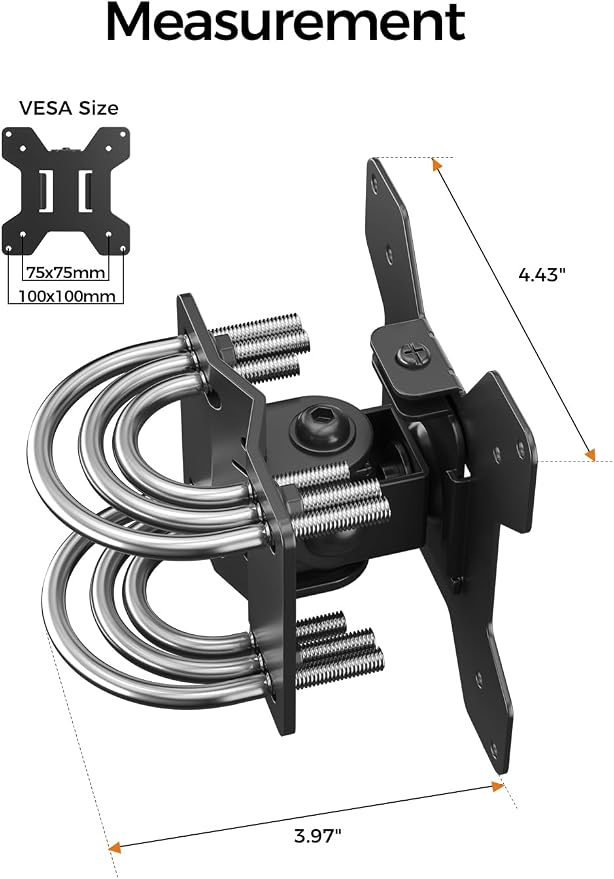 Suptek Single Head and Plate Vesa Pole Mount Bracket for Suptek Monitor Mount,1 Pack, Pole Mount Diameter Adjustable 0.8-2.4 Inch, Fits Monitor/TV Screens 27 Inch (MD6TB2) - Image 6