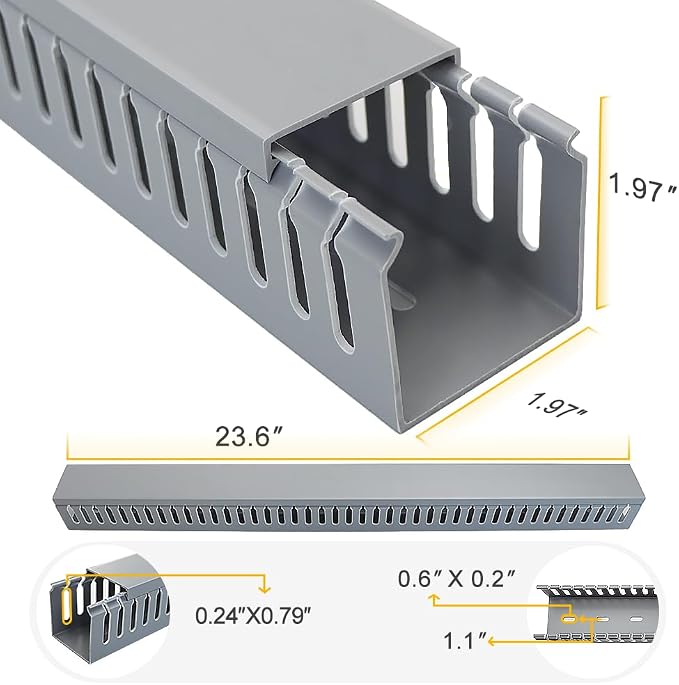 Cable Raceway 95" Open Slot Cable Management Kit Large Capacity Upgraded Snap Structure,Wire Cover Cord Hider for Under Desk&Industrial Network/PC/TVs- 23.6" X 1.97" X 1.97" X 4PCS LWH Grey Color - Image 2