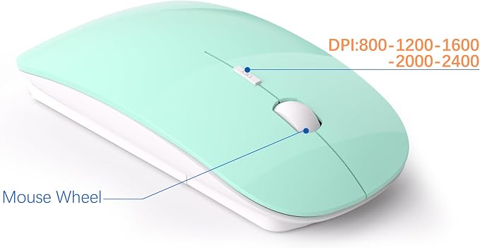 Wireless Keyboard and Mouse Ultra Slim Combo, TopMate - Mint Green | 2.4G Silent Compact 2400DPI Mouse and Scissor Switch Keyboard Set with Cover, Batteries Included, for PC/Laptop/Windows/Mac - Image 4