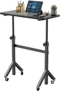 HUANUO 32'' Small Standing Desk Adjustable Heigh, Mobile Stand Up Desk with Wheels, Portable Rolling Desks for Walking Pad and Treadmill, Computer Laptop Desks for Home Office Space by HUANUO