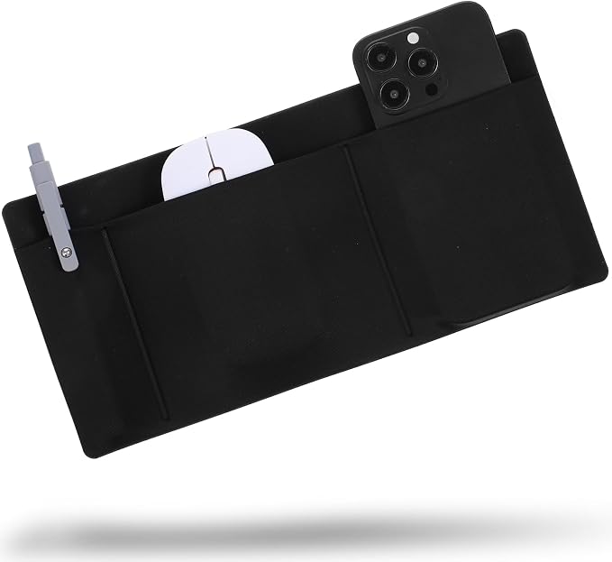 3-Pocket Organizer Mouse Holder for Laptop Stick on External Hard Drive SSD Holder Sleeve Computer Accessories Stick on Pouch Organizer Adhesive Pocket Storage Sleeve for Mouse HDD SSD Cables - Image 8