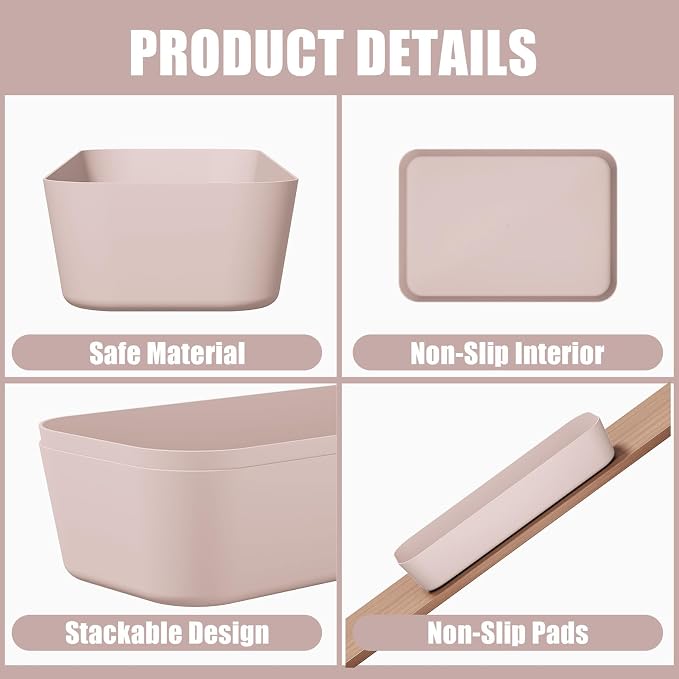 Drawer Organizers Bins 18 PCS for Bathroom Makeup Desk Office | with Non-slip Pads, 4 Sizes, Plastic Tray, Vanity Organizer, Kitchen Utensils Organizer - Image 3