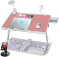 Adjustable Laptop Lap Desk with Cooling Fan USB Light for Adults 60x40cm,Pink by IXTRA