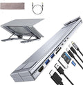 Laptop Stand with Docking Station, 8 in 1 USB C Hub HDMI Portable Laptop Stand for Desk with USB Ports, Multiport USBC Dock Stands Foldable Adjustable Computer Riser Holder Dongle for MacBook by Umaniy