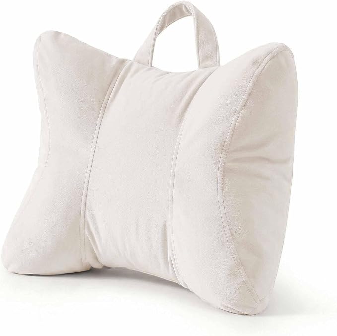 Lumbar Support Pillow for Office Chair and Car Seat, Misty White | Ergonomic back support cushion with a removable, washable corduroy cover for desk chairs, sofas, recliners and driving by Ailuteie