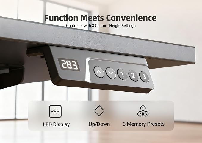 YDN 32 x 19 Inch Black Electric Standing Desk | Adjustable Height, Sit Stand, Cable Management, Ergonomic, Home Office - Image 7