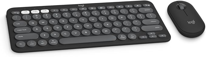 Logitech Pebble 2 Combo Mac Wireless Keyboard and Mouse - Tonal Graphite | Wireless, Slim, Quiet, Portable, Customizable, Bluetooth, Easy-Switch, macOS, iPadOS by Unknown