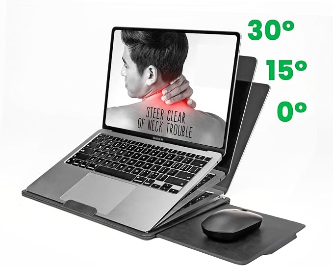 Portable Lap Desk - Lap Desk with Retractable Mouse Pad, Adjustable Stand, Writing Board, Expandable Surface, and Heat Protection for Laptops and Tablets (Black) - Image 2