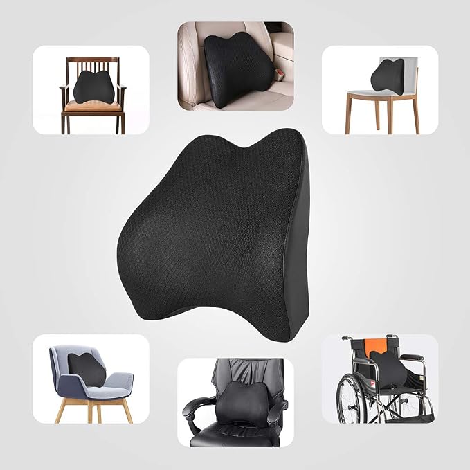Memory Foam Lumbar Support Pillow for Car - Back Support for Car Seat (Black) - Image 7