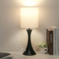 3 Way Touch Control Table Lamp, Modern Bedside Lamp for Bedroom, Dimmable Black Nightstand Lamp White Shade Desk Reading Light for Living Room Office Dorm, 3000K LED Bulb Included by Seasidevillage