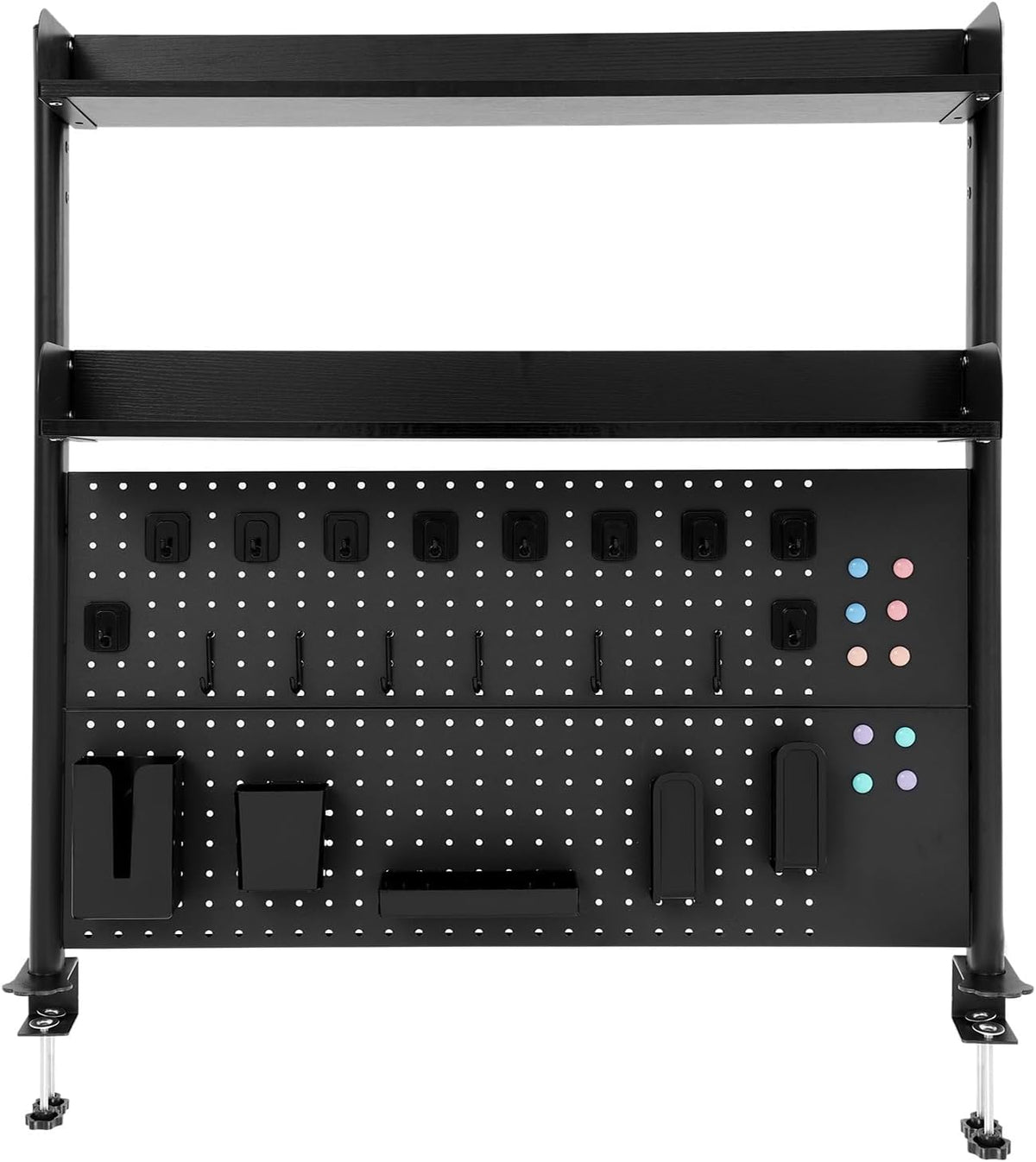 Desk Pegboard, Clamp On Desk Organizer Shelf, Desktop Bookshelf Storage Shelves, Privacy Panel for Home Office Dorm Gaming Desk, Carbon Steel, 39.4" x 37.4", Black by banborba