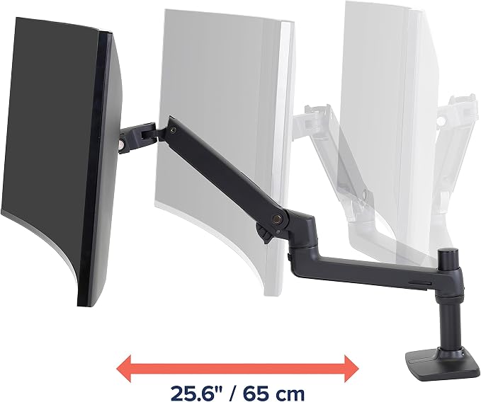 Ergotron – LX Monitor Arm, Single Monitor Desk Mount – fits Flat Curved Ultrawide Computer Monitors up to 34 Inches, 7 to 25 lbs, VESA 75x75mm or 100x100mm – Matte Black - Image 5