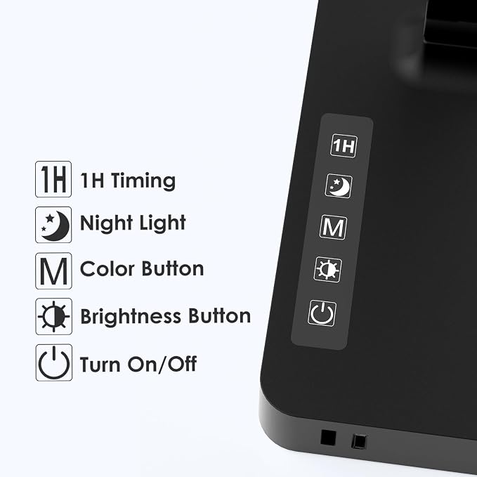 Infiway Desk Lamp with USB Charging Port: LED Desk Lamps for Home Office - 1 USB-A, 1 Type-C Charging Port, 2 AC Power Outlets, Touch Control Dimmable 5 Color 5 Brightness, Night Light(Black) - Image 6
