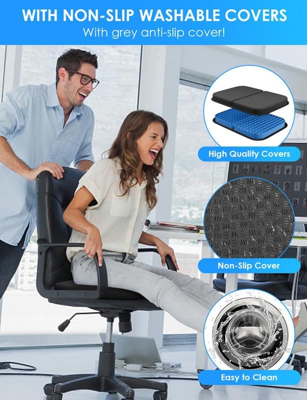 WISIMMALL Gel Seat Cushion Portable Travel Cushions, 16.5" x 12" Large Size Super Thick Foldable Chair Seat Cushion Lightweight for Car Office Chair Wheelchair, Pressure Sores Tailbone Pain Relief - Image 7