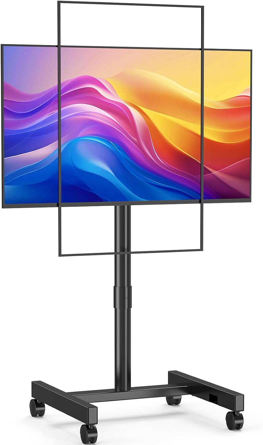 Rolling TV Stand for 13-65 Inch TVs/Screens, Sturdy 50mm Support Pole by Xyndyx
