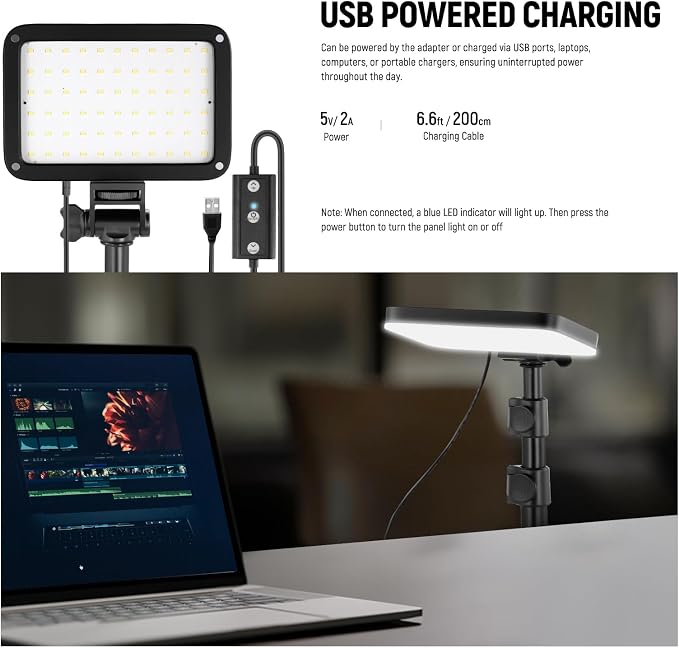 NEEWER BASICS LED Video Light, 2 Pack Studio Panel Key Lighting Kit with Tripod Stands & Filters, Bi Color Dimmable Portable 3200~5600K CRI95 750lux for Photography Recording Streaming Podcast, BP66 - Image 4