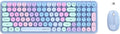 UBOTIE Wireless Keyboards and Mouse Combo (Purple Rainbow) | Colorful Gradient Rainbow Color Retro Typewriter Flexible Keyboard, 2.4GHz Connection and Optical Mouse for PC Wins Mac by UBOTIE