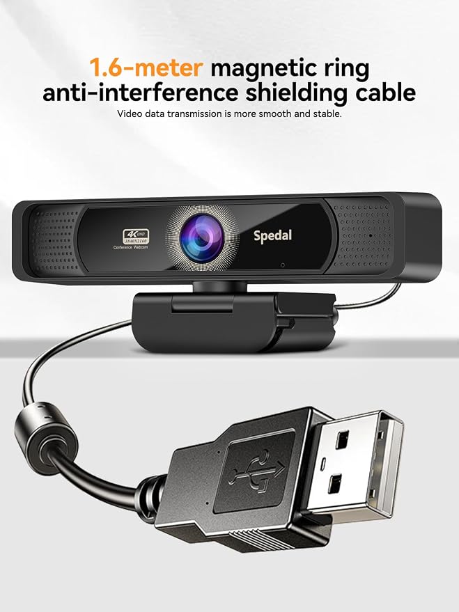 Spedal 4K Webcam with Tripod, Wide Angle 120° USB Webcam, Sony 1/2.8" Sensor, Dual Microphones, Remote Control, Auto Focus for Video Conferencing, Online Meetings, Streaming, Zoom & Teams | USB Webcam, 1/2.8", Dual Microphones, Auto Focus for Video Con... - Image 8