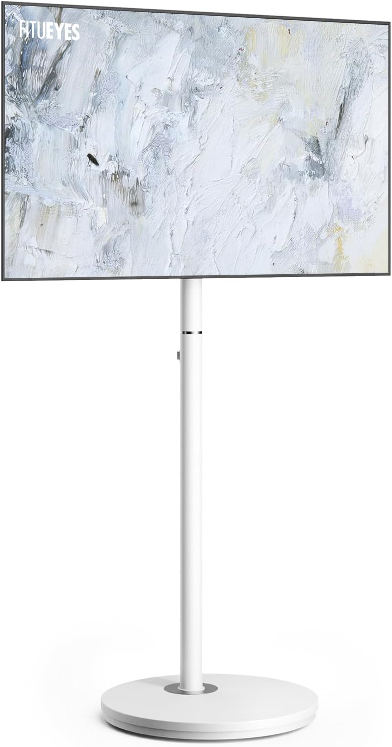 FITUEYES Small Rolling TV Cart for 24-48 Inch TVs, Height Adjustable, White by FITUEYES