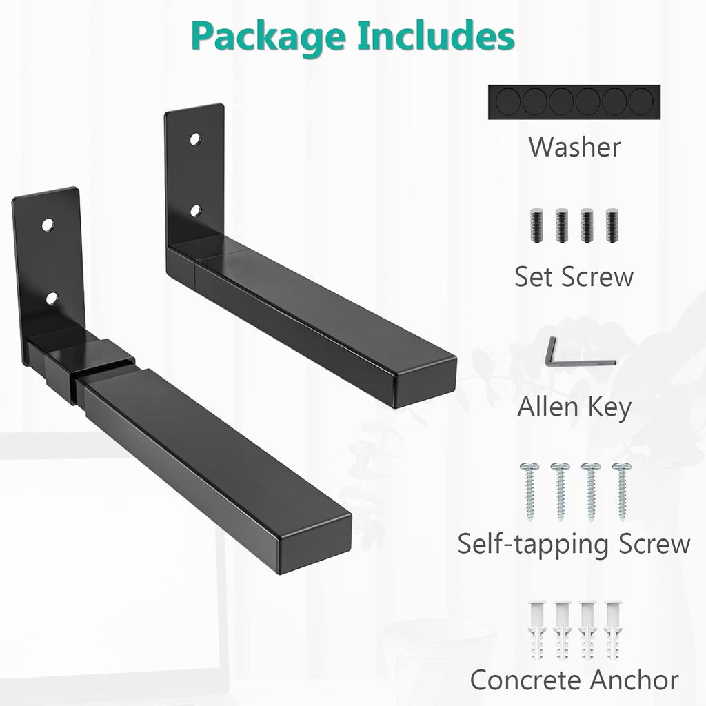 WALI Center Channel Speaker Wall Mount, Universal Soundbar Wall Mount Bracket Hold up to 30 lbs, Arms Extend Adjustment from 7 to 11.5 inch (SLK201), Black - Image 7