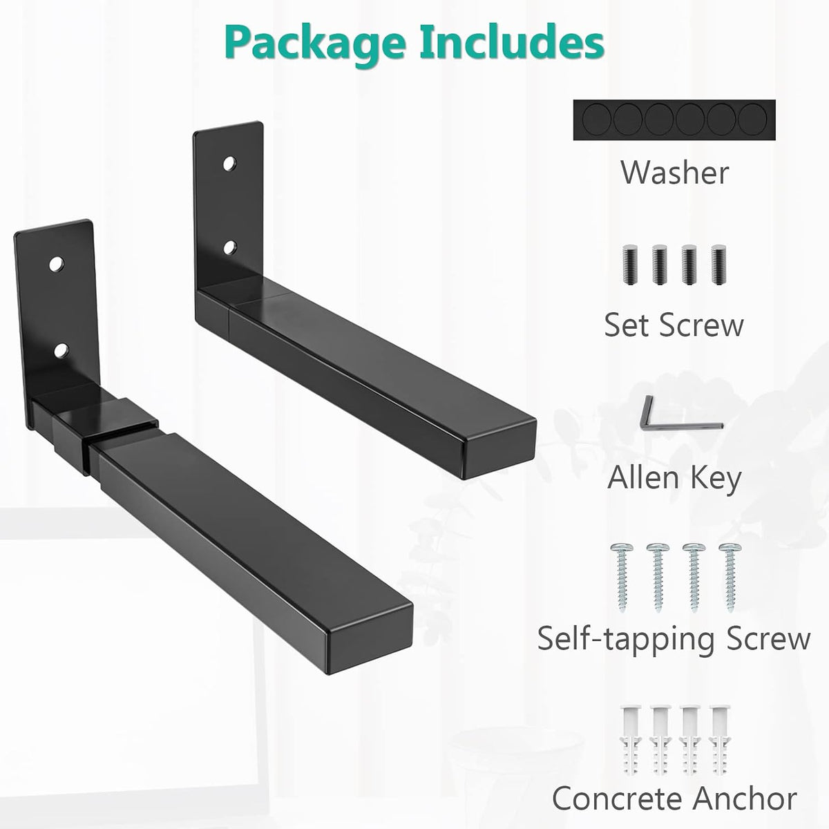 WALI Center Channel Speaker Wall Mount, Universal Soundbar Wall Mount Bracket Hold up to 30 lbs, Arms Extend Adjustment from 7 to 11.5 inch (SLK201), Black - Image 7