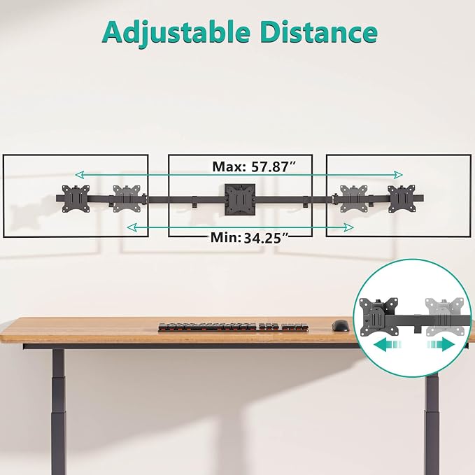 WALI Triple Monitor Wall Mount for 17 to 32 inch Screens, up to 15.4lbs | 3 Monitor Wall Mount, Full Motion with Tilt, Swivel, Rotation, VESA Mount 75/100mm, for Office / Home (013ARM), Black - Image 6