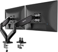 Mount-It! Dual Monitor Desk Mount, 13-32", 17.6 lbs Each | Two independent gas spring arms, full motion, VESA 75x75 & 100x100, C-clamp & grommet base. by Mount-It
