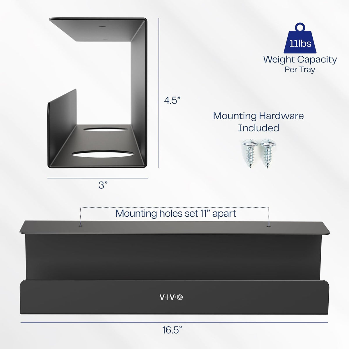 VIVO Extra Deep Under Desk Cable Management Tray, 16.5", Holds 11 lbs - Image 3