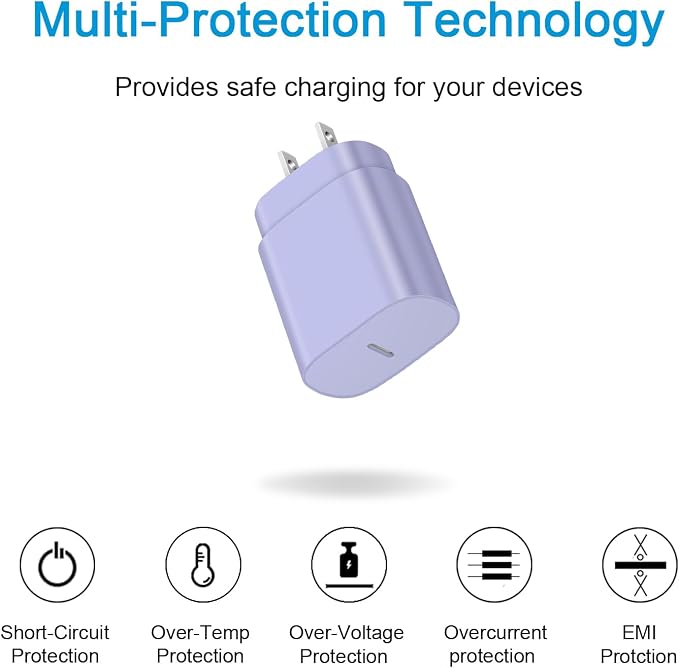 Type C Charger Fast Charging,USB C Charger,25W Samsung Super Fast Charger | for Samsung Galaxy S26/S25/S24/iPhone 17/16/15 Series,Android,with 10FT Extra Long USB C Cable (2-Pack with 2 Cable Purple) - Image 4
