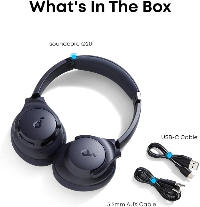 Soundcore by Anker Q20i Hybrid Active Noise Cancelling Headphones, Renewed | Over-Ear, Bluetooth, 40H ANC Playtime, Hi-Res, Big Bass, Transparency Mode, Customize via App, Travel, Home, Office - Image 8