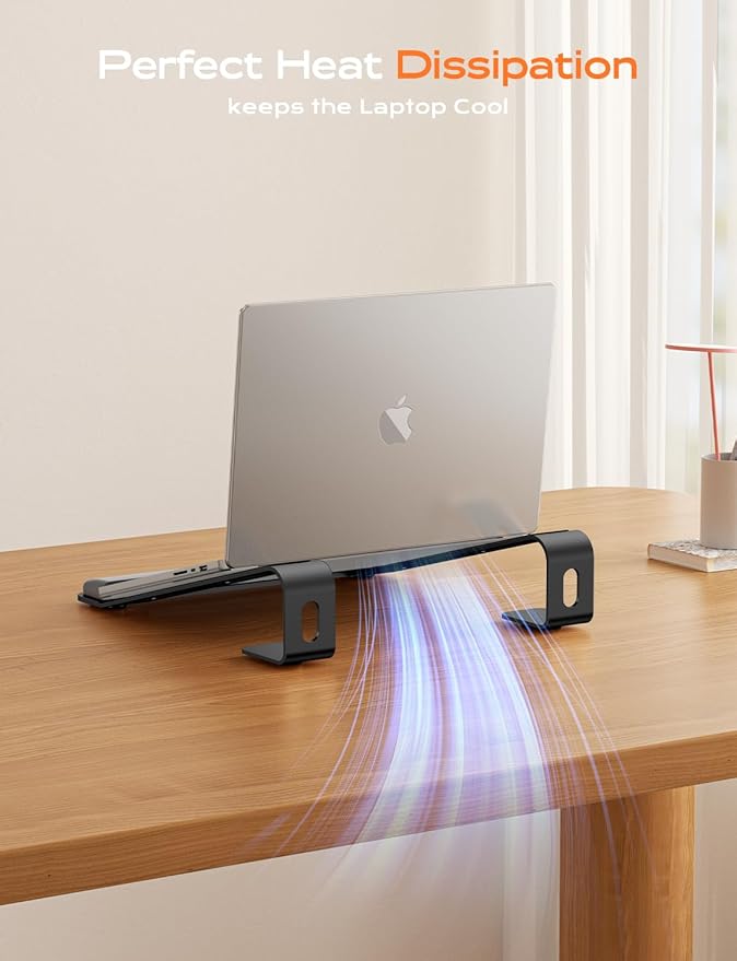 LOXP Laptop Stand for Desk, Aluminum Laptop Riser Holder with Wrist Support | Removable Notebook Stand Ventilated Cooling Computer Riser Ergonomic Lectern Mount Compatible with 10-17” Laptops - Image 6