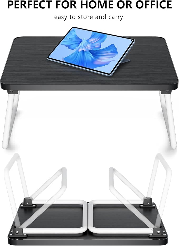 Foldable Lap Desk, Laptop Stand Bed Table Tray for Couch | Portable Breakfast Serving Tray, Lightweight Mini Lap Table, Works Great as Tablet Desk for Working, Reading & Writing, Black - Image 7