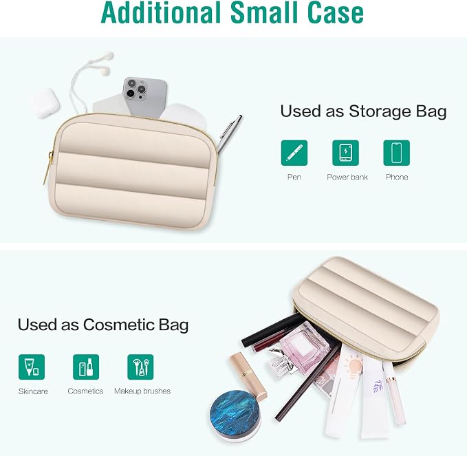 MOSISO Laptop Case 13.3 inch,13-13.3 inch Puffy Laptop Sleeve Carrying Case | Compatible with MacBook Neo/Air 13.6/Pro 13/14, HP Dell ASUS Lenovo, Polyester Horizontal Bag with Small Case, Sand - Image 8