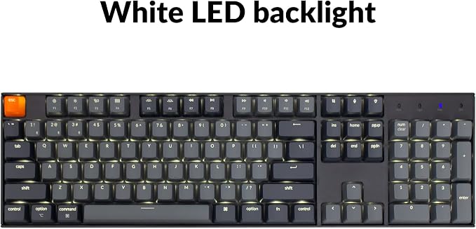 Keychron K10 Full Size 104 Keys Bluetooth Wireless Mechanical Gaming Keyboard for Mac Windows with Keychron Super Brown Switch, Multitasking/White LED Backlight/USB C Wired Computer Keyboard - Image 9
