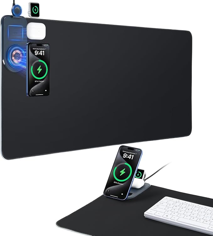ELUTENG 4-in-1 RGB Gaming Mouse Pad with Wireless Charging & Phone Holder | 31.5"x11.81" Large Waterproof Desk Mat, Ultra-Smooth Non-Slip Keyboard Pad for Home & Office - Image 9